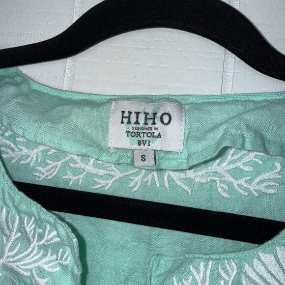 HIHO Tortola BVI Women’s 100% Linen Embroidered Tunic Top Beachy Teal Size Small - Picture 4 of 5